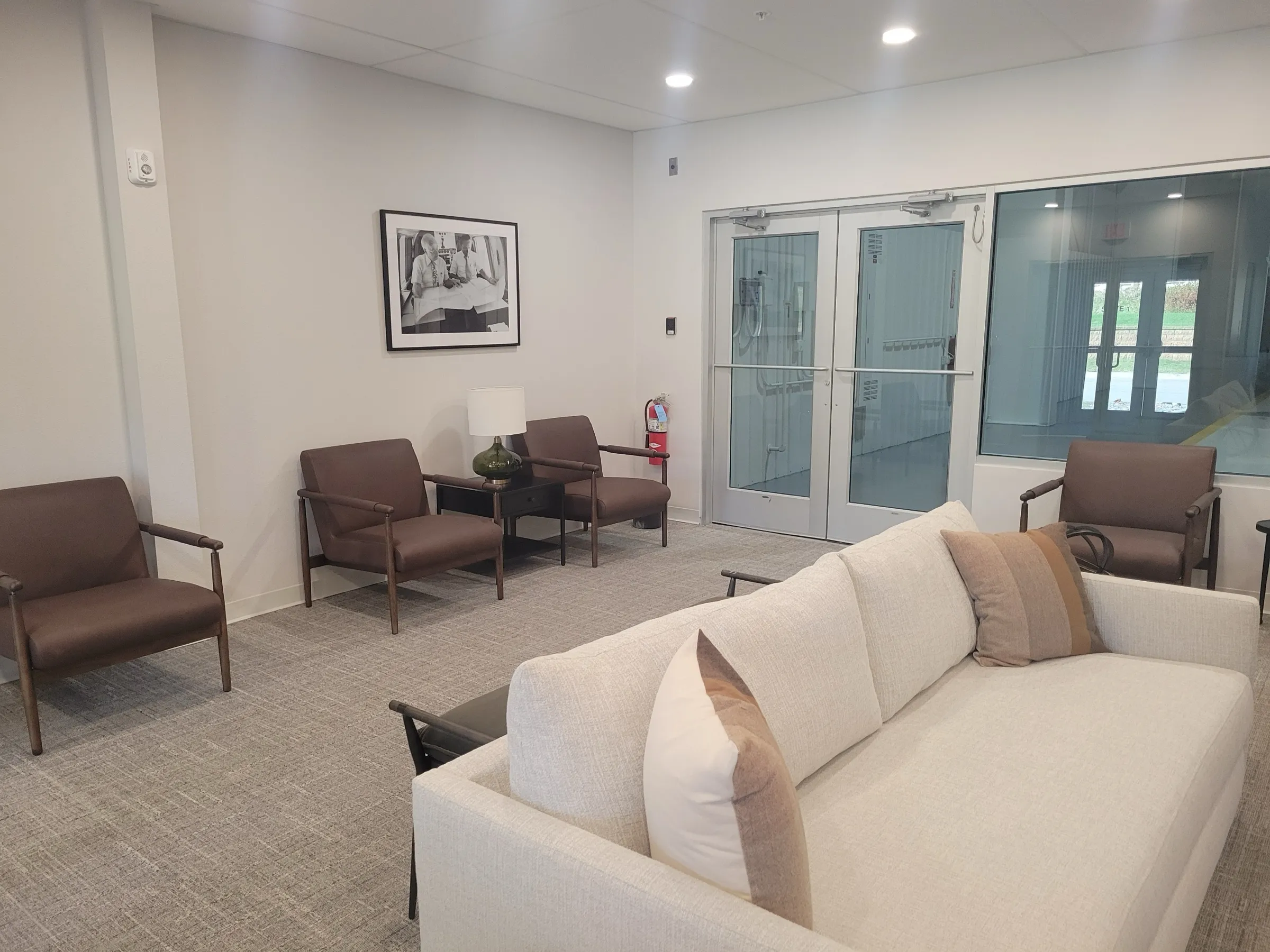 Private airport hangar clubhouse